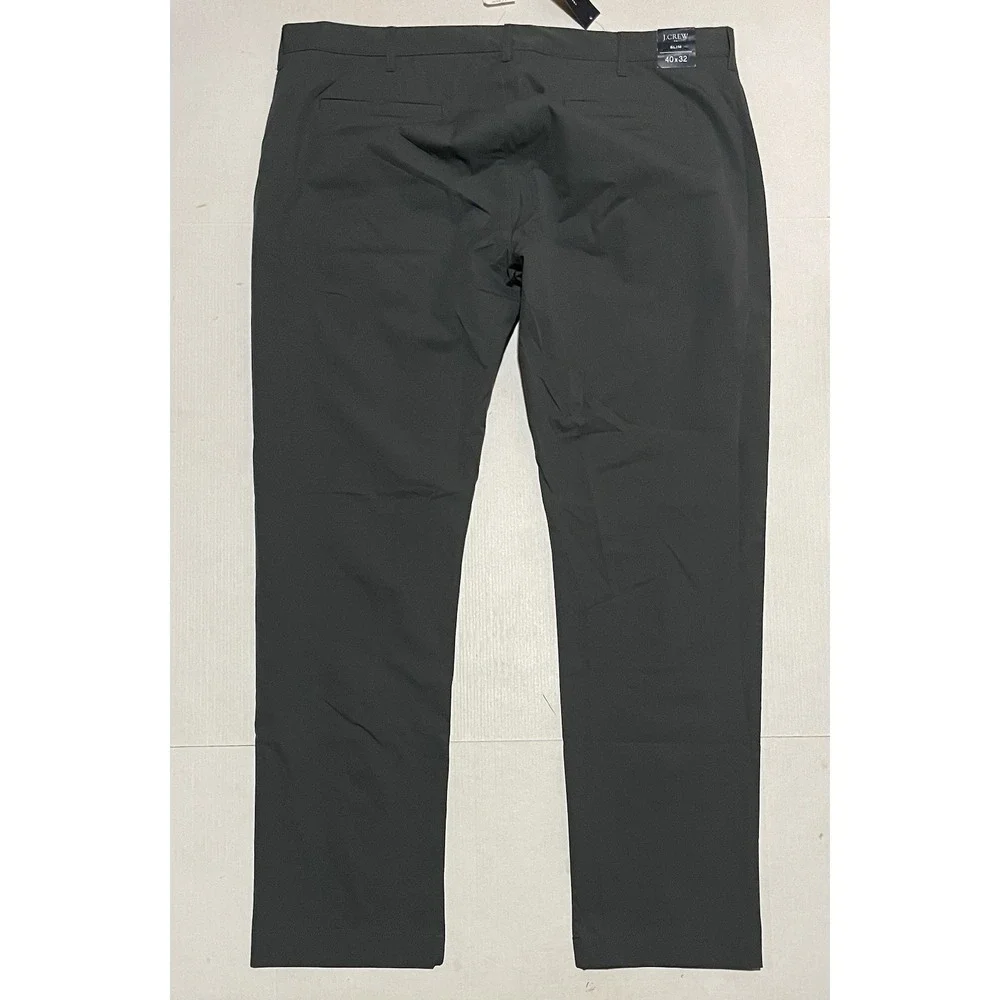 J.Crew Flex Tech Pants Mens 40 X 32 Slim Straight Fit Gray Moisture Wicking NEW